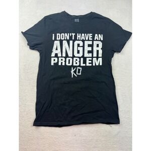 WWE Authentic Kevin Owens Anger Problem Idiot Problem Black Graphic T-Shirt M